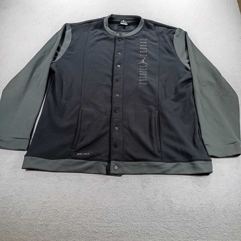 Jordan Mens Dri-FIT Snap Front Jacket Black Gray XXL Jumpman Graphic